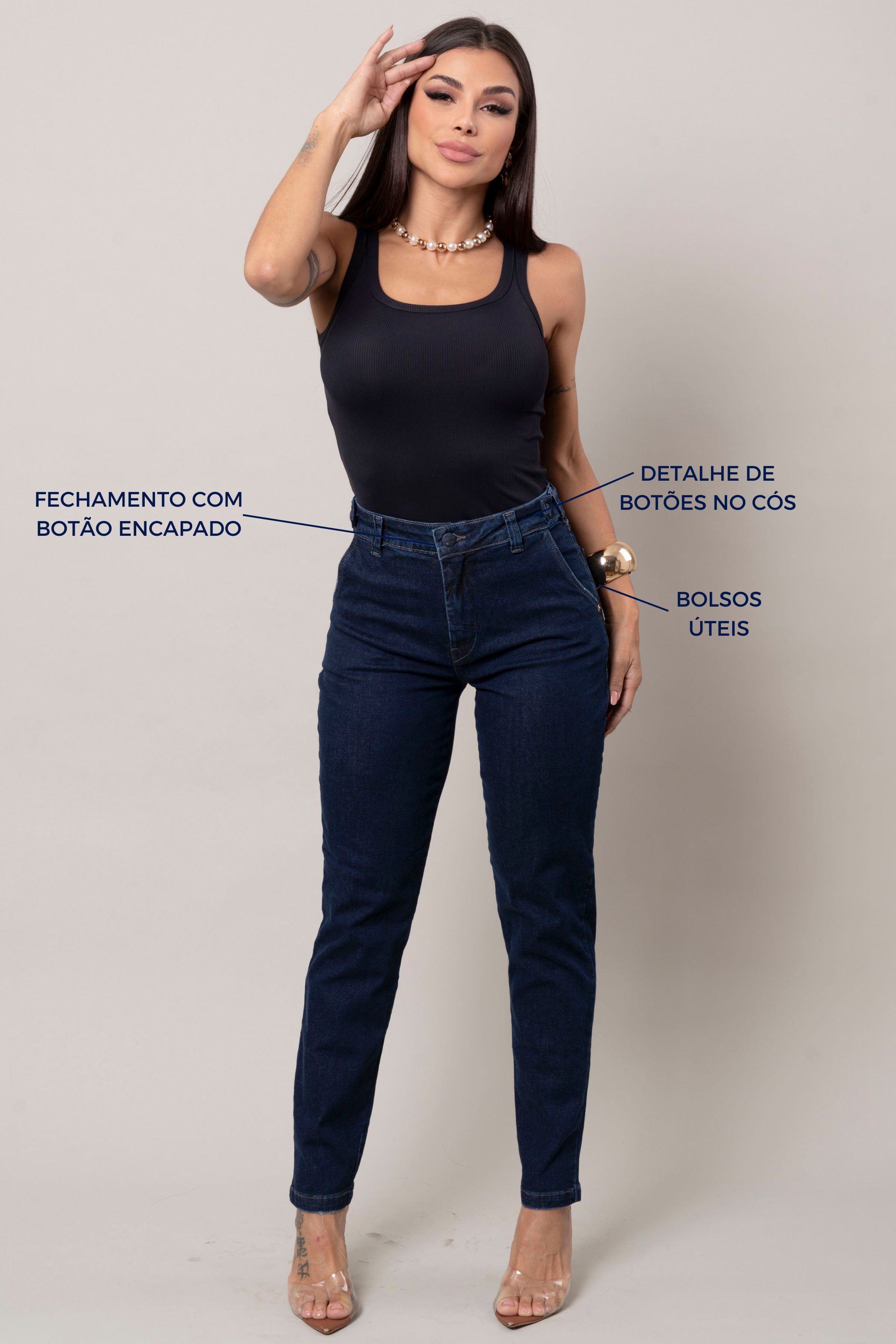 Calça Feminina Mom: Conforto e praticidade para o dia a dia.